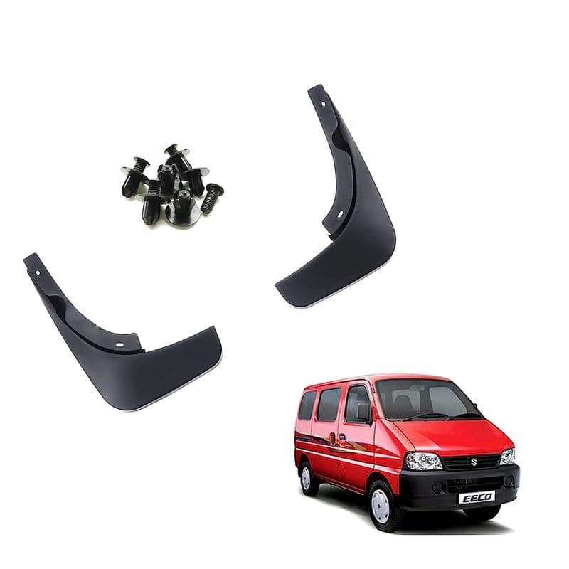 O E Type Car Mud Flap Box Shape Splash Protection Guard Tyre Flap for Maruti Eeco 5 Seater and 7 Seater (Set of 2, Only Rear Flap)