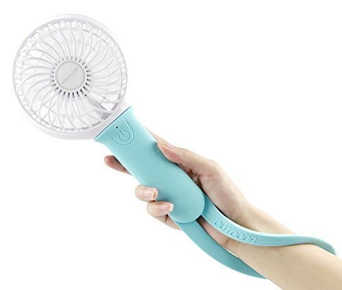 Mini Air Cool Fan Multi-function Personal Rechargeable USB hanging Handheld with LED Light Portable Cool Student Fan 3 Speeds Powered by Battery/USB for Home Office Outdoor and Travel (Blue)