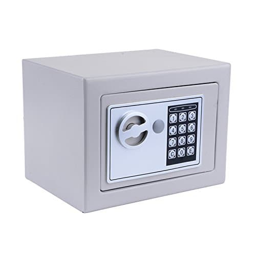 Digital Electronic Safe Security Box, Fireproof Deadbolt Lock Wall-Anchoring Safe Deposit Box for Jewelry Money Cash Valuables (Silvery)