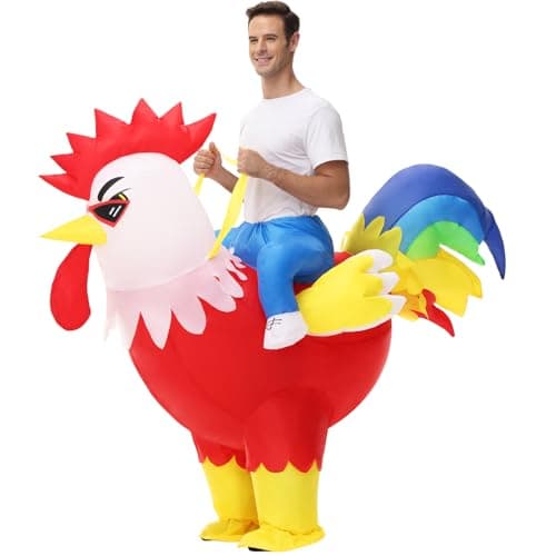 Rainbow Tail Rooster Inflatable Costume