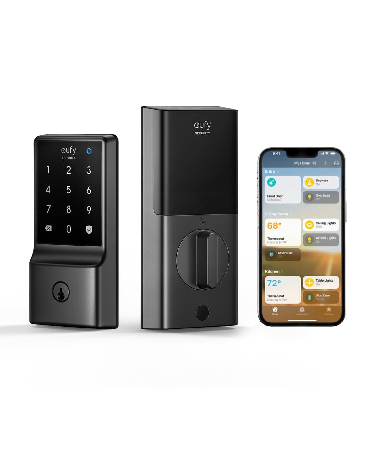 eufy Security Smart Lock C34, Keyless Entry Door Lock with Apple Home Ecosystem, Built-in Wi-Fi Deadbolt for Front Door or Back, Supports Matter, Apple Home, Alexa, Google Home, SmartThings, Auto Lock