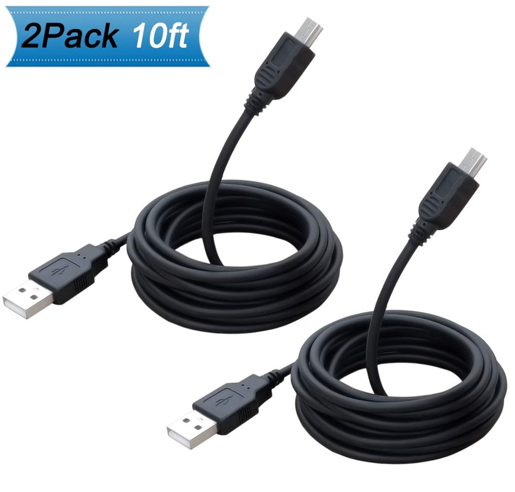 PS3 Controller Charging Cable 10ft,SCOVEE Mini USB Charger Cable Cord for Sony Playstation 3/ PS 3 Slim SixAxis Wireless Controller Wire,Mini-B Play Cable 10 Feet Long 2Pack