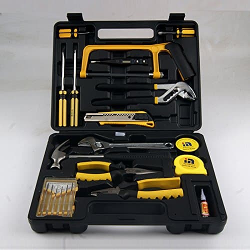 21 in 1 Tool Set Case Box Toolboxes (wire needle-nose pliers,steel tape, tape,adhesion agent,water pump pliers,hacksaw frame,Watch Screwdriver,Test Tester Pen,Utility knife,Monkey Wrench,Claw hammer )