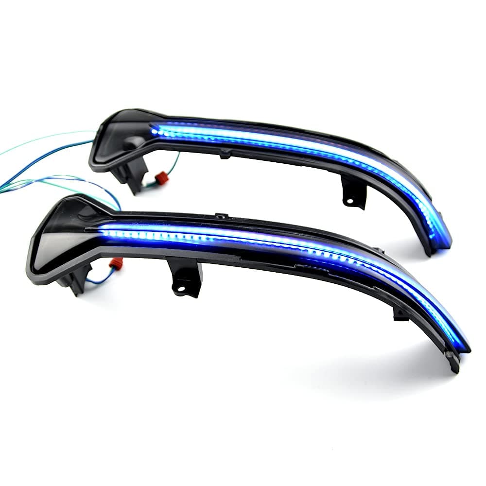 2pcs Dynamic Sequential Blink Compatible with B-MW G38 G12 G20 G30 G31 G32 G14 G15 G16 G11 G12 M5 F90 5 6 7 8 3 Series LED Side Mirror Turn Signal Light Assembly-Blue and Yellow