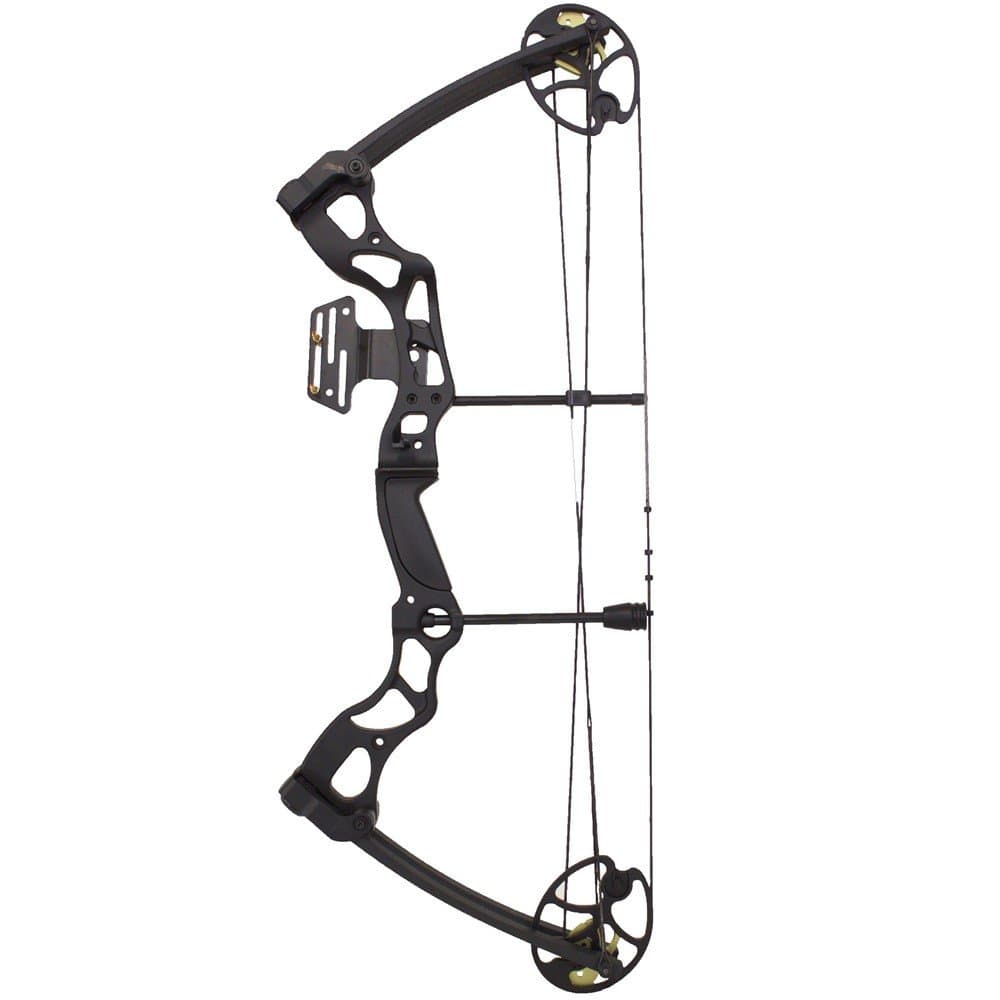 Hellbow Compound Bow with Adjustable Pulleys 26-30"/ 50-70 LBS black color for right-handed, it has a 2 pins viewfinder