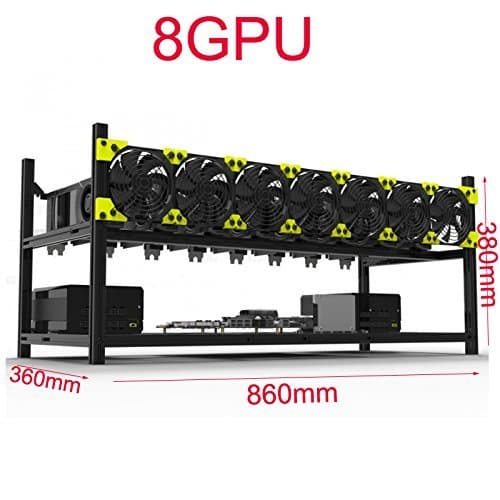 8 GPU Mining Rig Aluminum Miner Case Stackable Rack Open Air Frame Overlying Kit For ETH/ETC/ZCash Ethereum,Bitcoin,and Altcoins(No fans included)