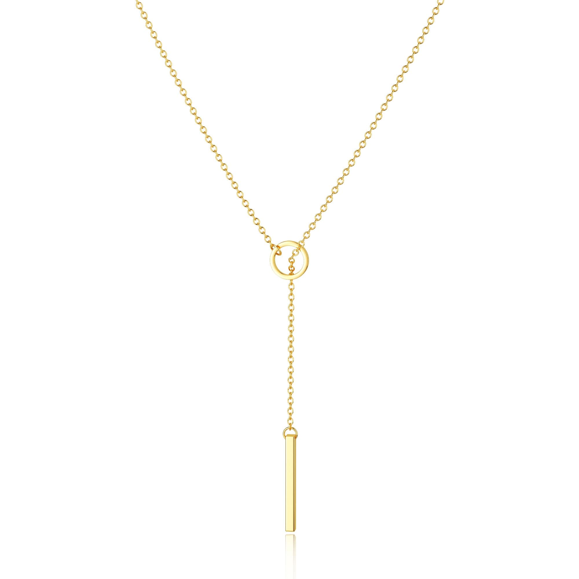 Lariat Necklace for Women, Dainty Gold Long Necklaces 14k Gold Plated Heart Pearl CZ Teardrop Pendant Necklace Simple Drop Necklace Trendy Y Necklace Fashion Jewelry for Women