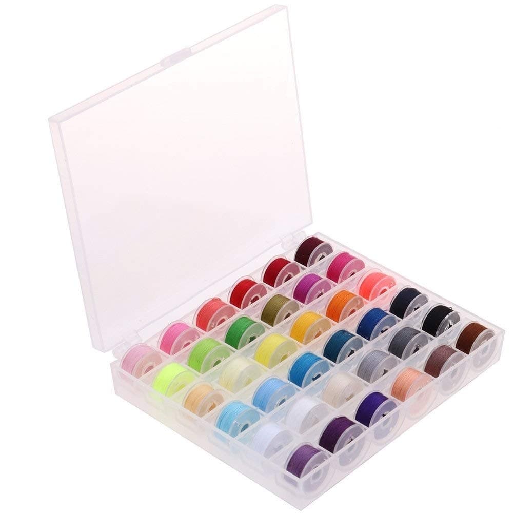 sahnah 36Pcs Sewing Machine Bobbin Threads with Storage Case Box, Pre-Wound Bobbins Set for Brother/Babylock/Janome/Elna/Kenmore/Babylock/Singer Sewing Machine(Assorted Colors)