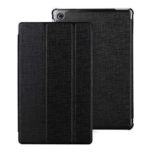 Feiteng Case for MediaPad M5 Lite Case, Smart Tablet Case Cover Auto Sleep/Wake Folio Hard Back Flip Slim Kickstand Shockproof Bumper Shell Protector for Huawei MediaPad M5 Lite 10 inch 2018 (Black)