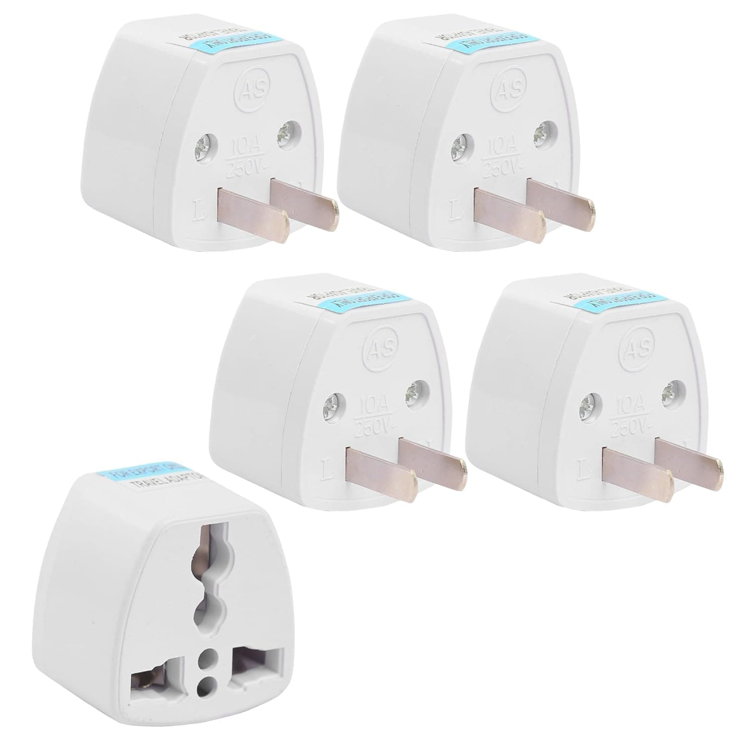 Ocko Universal Type A US Conversion Adapter Plug | 2 Flat Pin Converter Socket | Indian to Universal Adapter | USA, Canada, Brazil to India | Suitable for Laptop, Camera, Charger (Pack of 5, White)