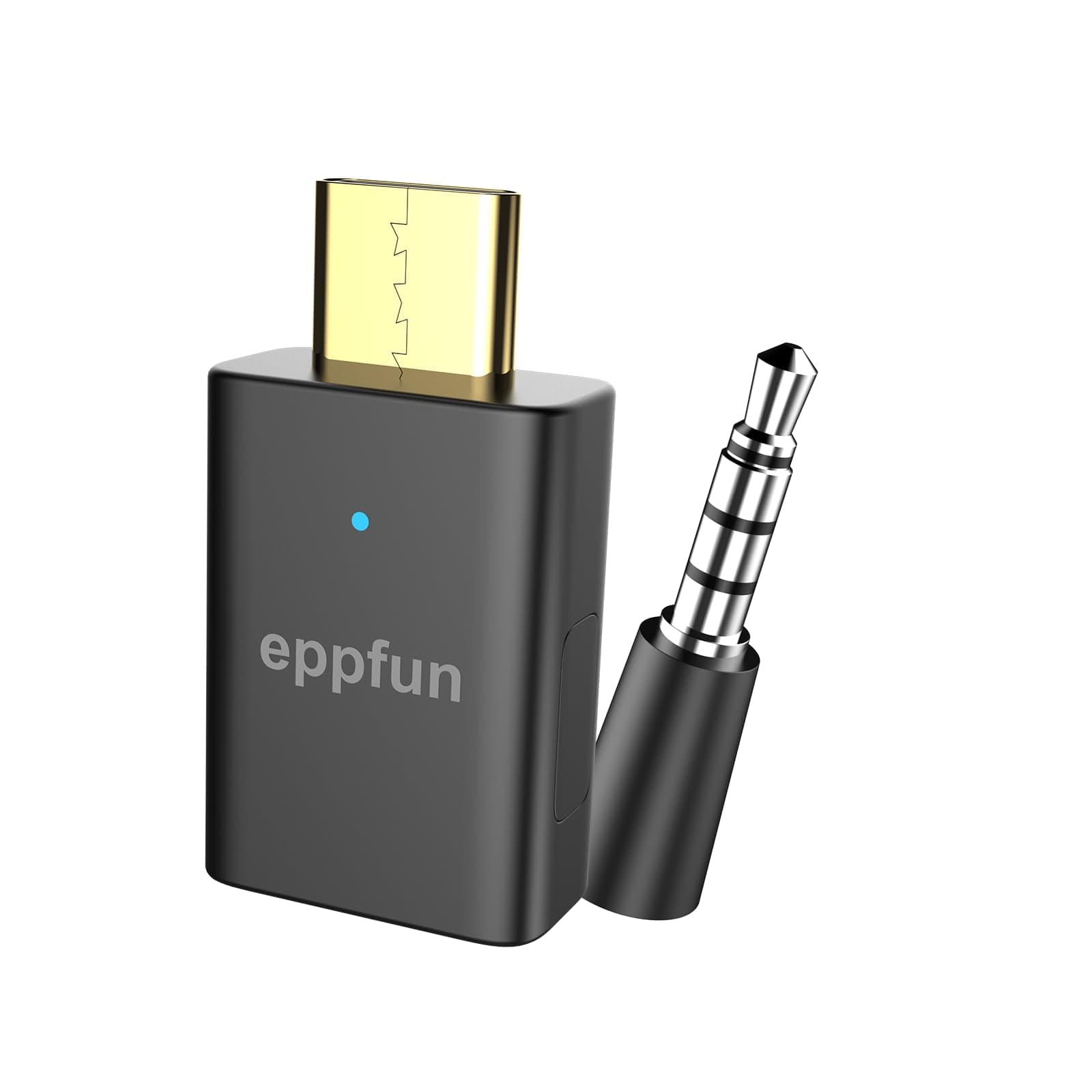 eppfun LE Audio USB C Bluetooth 5.4 Transmitter Adapter for PS5/PC/Xbox/Switch/Android with APTX Adaptive, Low Latency LC3 for Game/Chat (Black)