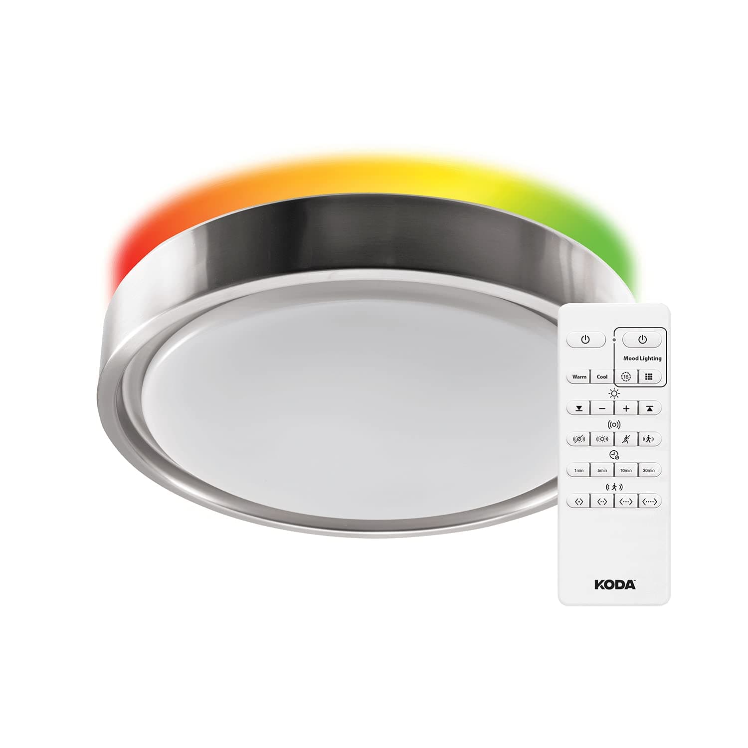 Koda | 14" Motion Sensor LED Ceiling Light, Close to Ceiling Light Fixtures with RGB Mood Lighting Adjustable Warm Light White Light and Remote Control - Bedroom Dining Room Kitchen Garage