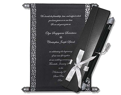 Scroll Invitations, Scroll Wedding Invitations (10 pcs) (Black)