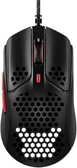 HyperX Pulsefire Haste – Gaming Mouse – Ultra-Lightweight, 59g, Honeycomb Shell, Hex Design, Hyperflex USB Cable, Up to 16000 DPI, 6 Programmable Buttons - Black/Red