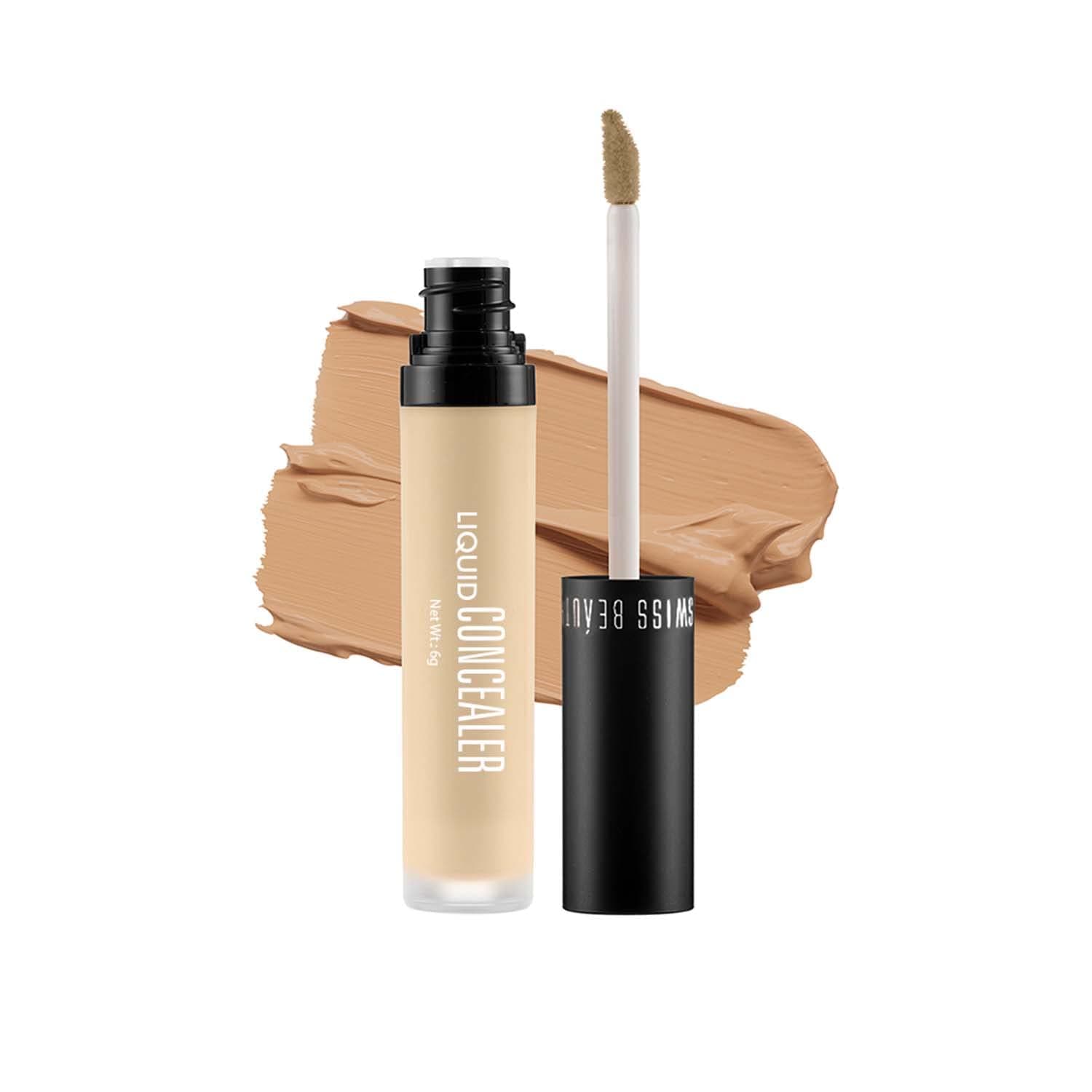 Swiss Beauty Liquid Light weight Concealer with Full Coverage |Easily Blendable Concealer for face makeup with Matte finish | Shade- Medium - Beige, 6g |