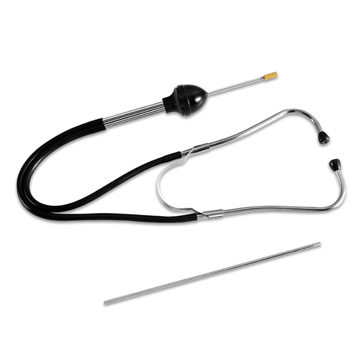 Auto Mechanic Stethoscope Kit, Engine Diagnostic Controller Tester, Silver ABS Plastic + Metal Vinyl Stethoscope Set for Cars Trucks Motorcycles