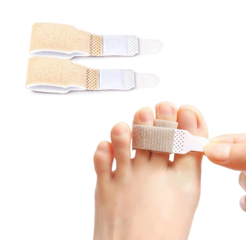 2 Pcs Hammer Toe Straightener Toe Splints Protector Broken Toes, Toe Separator for Crooked Toes and Overlapping Toes, Broken Toe Wrap Separator, Toe Corrector Cushion Bandage, Toe Straightener