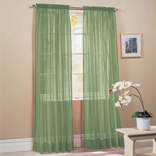 2 Piece Solid Sage Green Sheer Window Curtains/drape/panels/treatment 58" x 84"