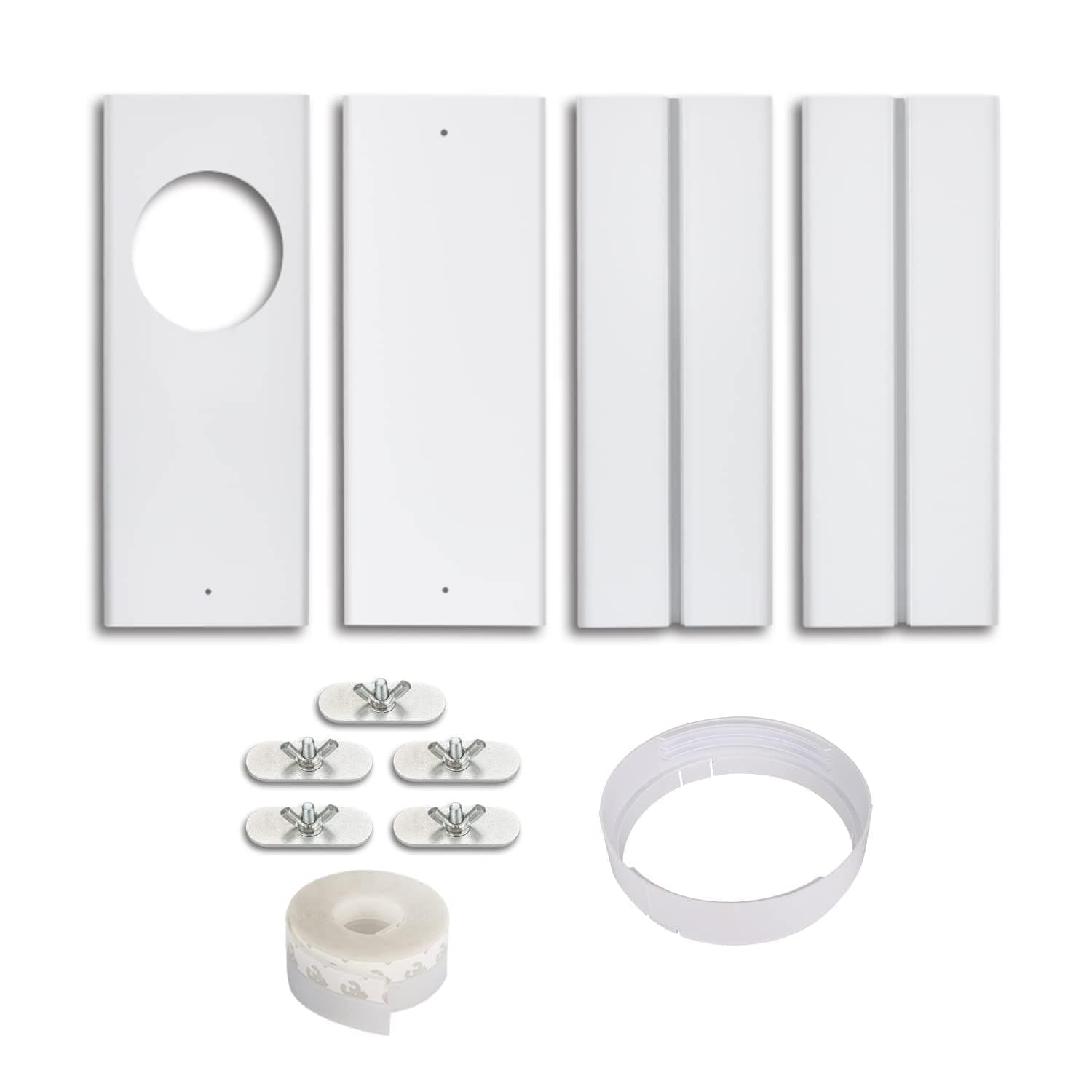Hardware Portable Air Conditioner Window Kit with Coupler Adjustable Window Seal for AC Unit, Sliding AC Vent Kit for Exhaust Hose, Universal for Ducting with 5.9 Inches Diameter