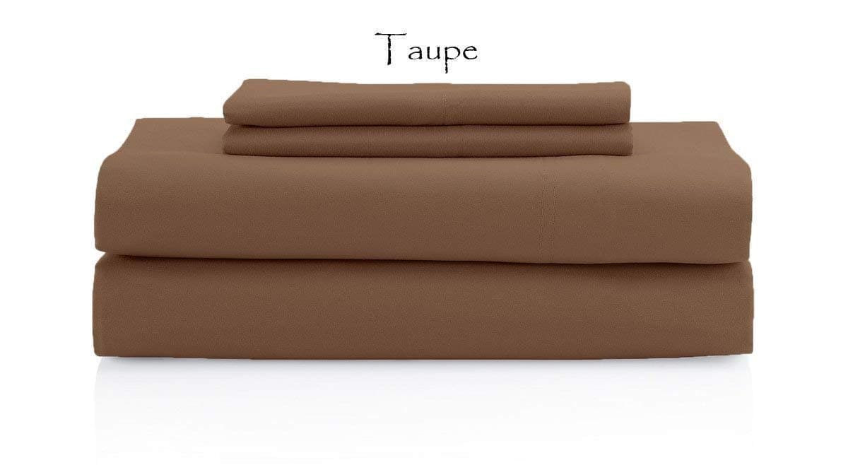 HS Linen Solid Taupe 400-Thread-Count Four Piece { RV King 72 X 80 } Bed Sheet Set 100-Percent Egyptian Cotton Exotic Series Sheet Set with Fully Elasticized 15" inch Deep Pockets !!