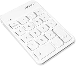 Wireless Bluetooth Numeric Keypad for Laptop, Apple, Mac, iMac, MacBook Pro/Air, Ipad, Windows PC, Tablet, or Desktop Computer - Rechargeable 18 Key Bluetooth Number Pad - White