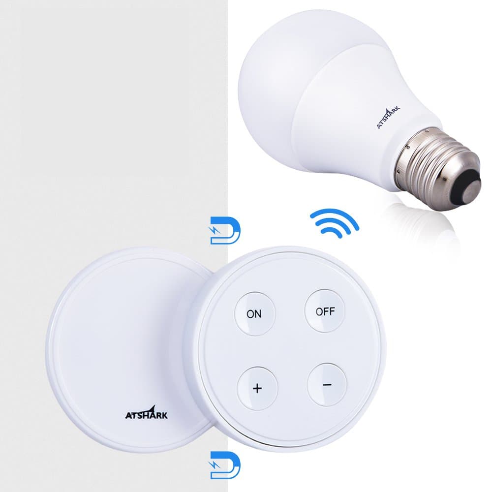 Dimmable LED Light Bulb with Remote Controller and Magnetic Base - Atshark A19 E26 10 W (75 W Equivalent) 900 Lumen Dimmable LED Bulb with 10 Dimming Levels 3 Color Temperature (Warm)