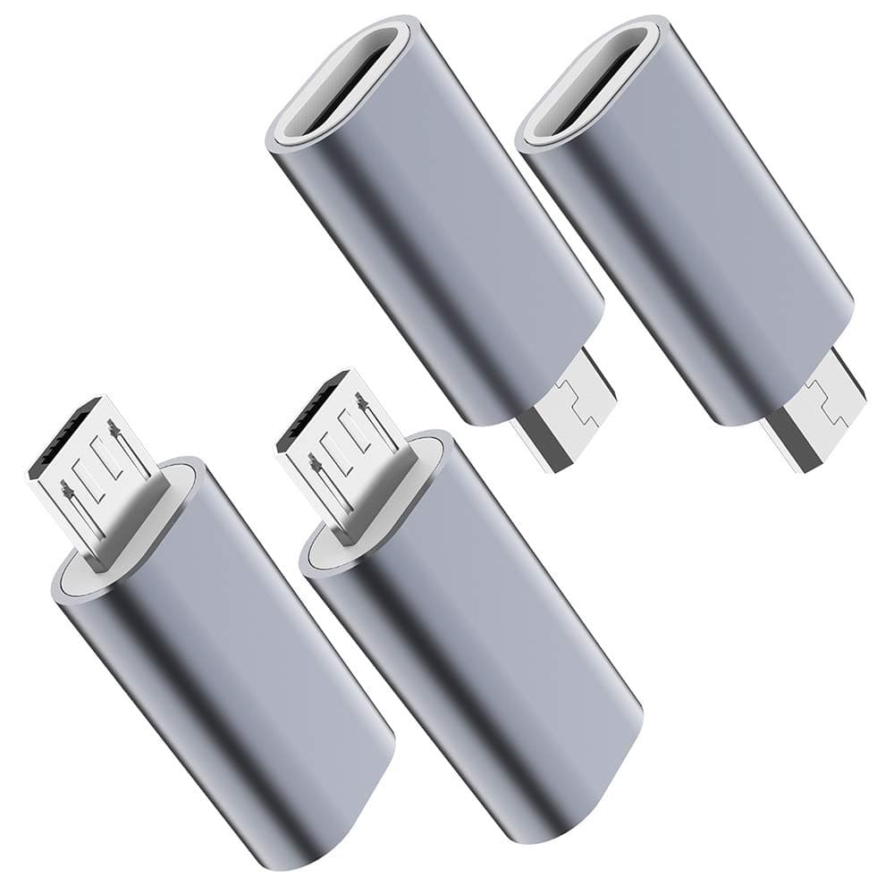 USB C to Micro USB Adapter, (4-Pack) Type C Female to Micro USB Male Convert Connector Support Charge & Data Sync Compatible with Samsung Galaxy S7/S7 Edge, Nexus 5/6 and Micro USB Devices(Grey)