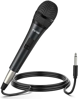 Karaoke Microphone,Fifine Dynamic Vocal Microphone for Speaker,Wired Handheld Mic with On and Off Switch and14.8ft Detachable Cable-K6
