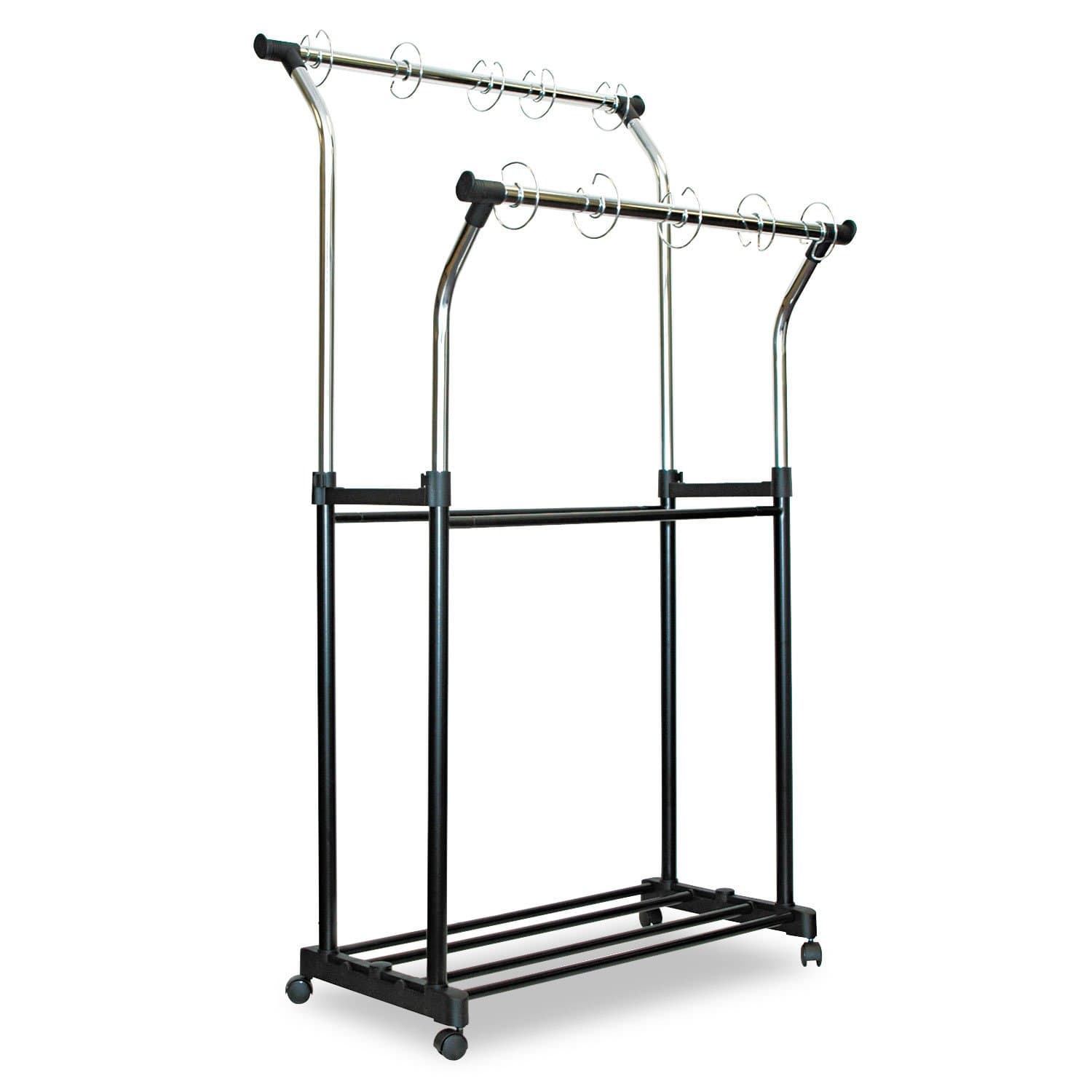 Carson Dellosa Double Pocket Chart Stand—Adjustable Visual Learning Organizer with Hanging Rings and Wheels, Classroom, Daycare or Homeschool (Black/Chrome)