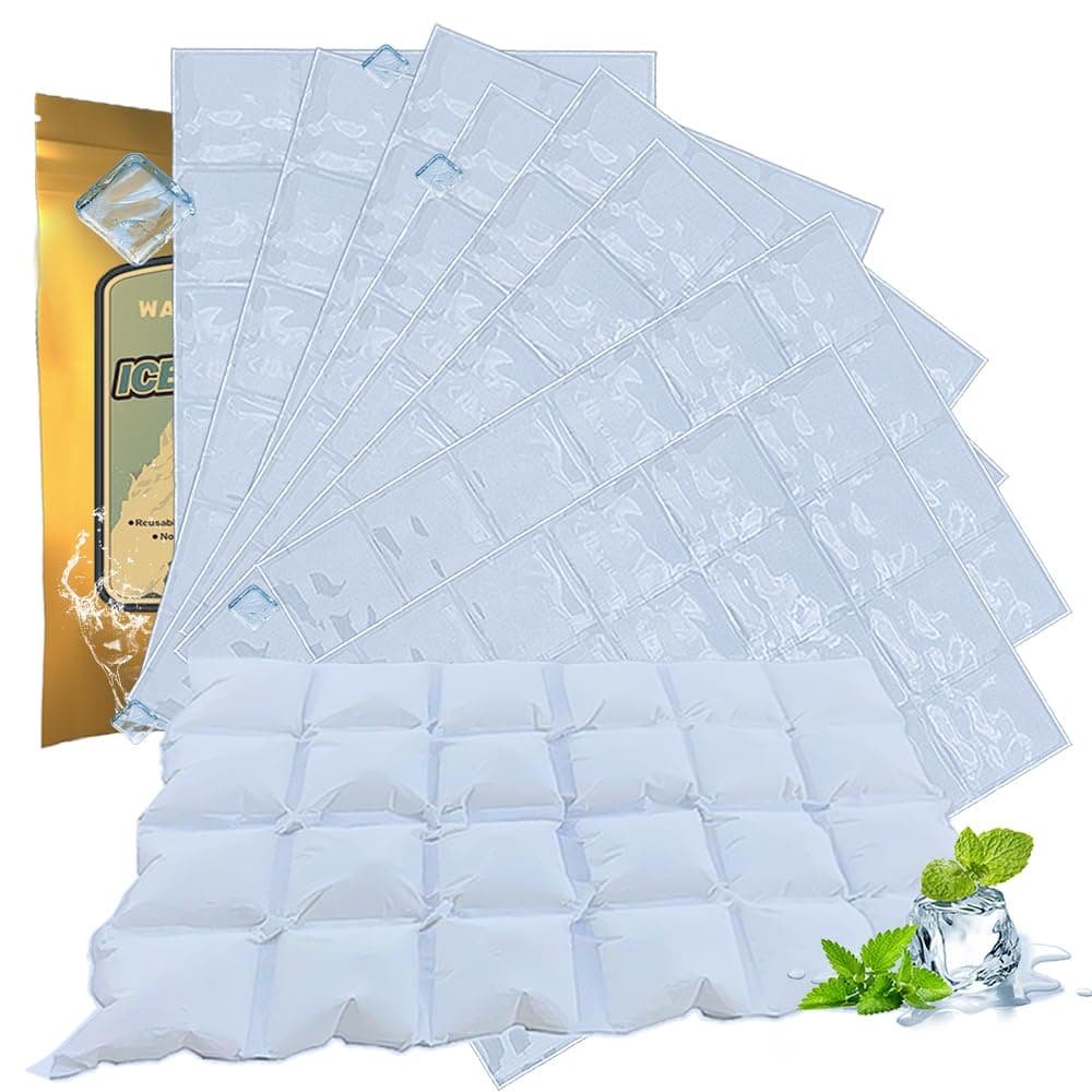Ice Sheets for Coolers Reusable - Ice Pack Sheets - Large Flat Freezer Packs for Coolers - 96 Cube Ice Packs for Flexible Ice Mat - Long Lasting Ice Packs for Cooler