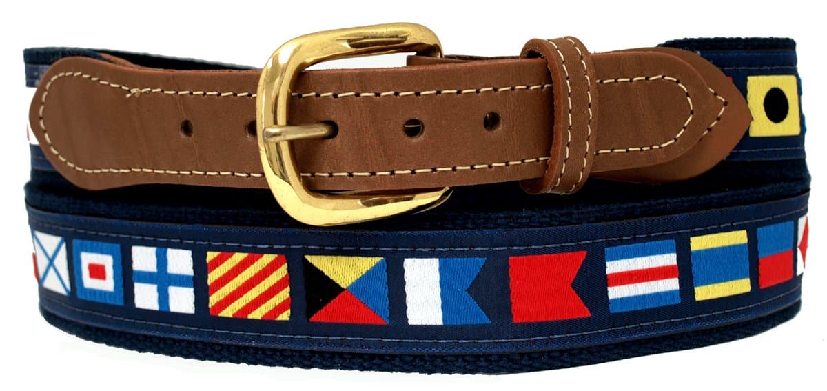 Skippers Nautical Code Flag Belt on Navy Webbing