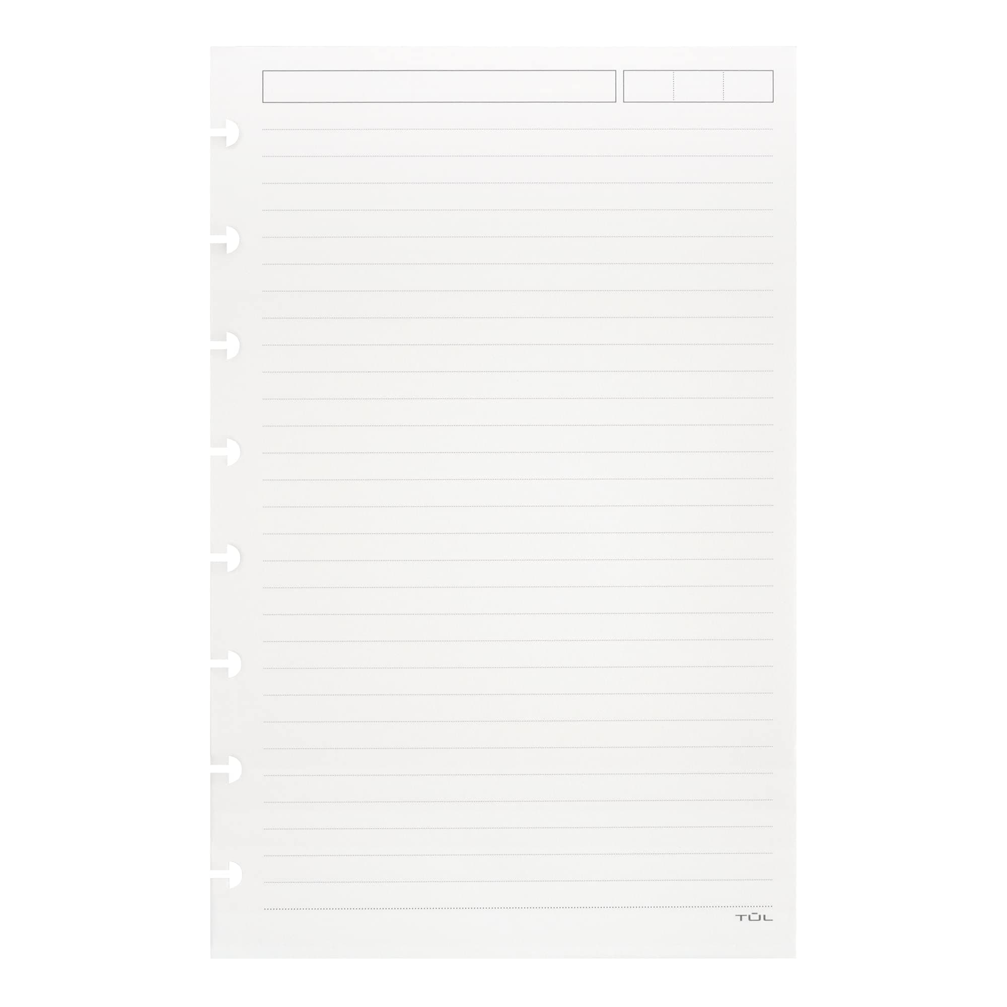 Custom Note-Taking System Discbound Refill Pages, 5.5" x 8.5" Junior Size, Narrow Ruled, 100 Pages (50 Sheets) White