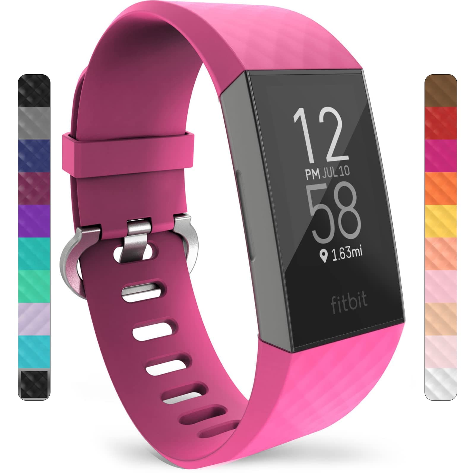 Compatible Bracelet for Fitbit Charge 3/Fitbit Charge 4, Replacement Fitbit Charge3/Fitbit Charge4 Sport Strap - Available in 15 Colours