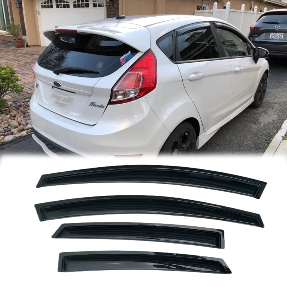 94547 Sunproof Waterproof Side Window Wind Deflector, 4pcs Protective Replacements Rain Guards Set, Window Visor fit for 2009-2019 Ford Fiesta 5Door Hatchback & 4Door Sedan