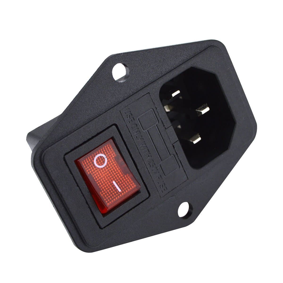 3PCS Red Light Inlet Module Plug Switch Male Power Socket Adapter 10A 250V 6A 125V 3 Pin IEC320 C14 with Fuse