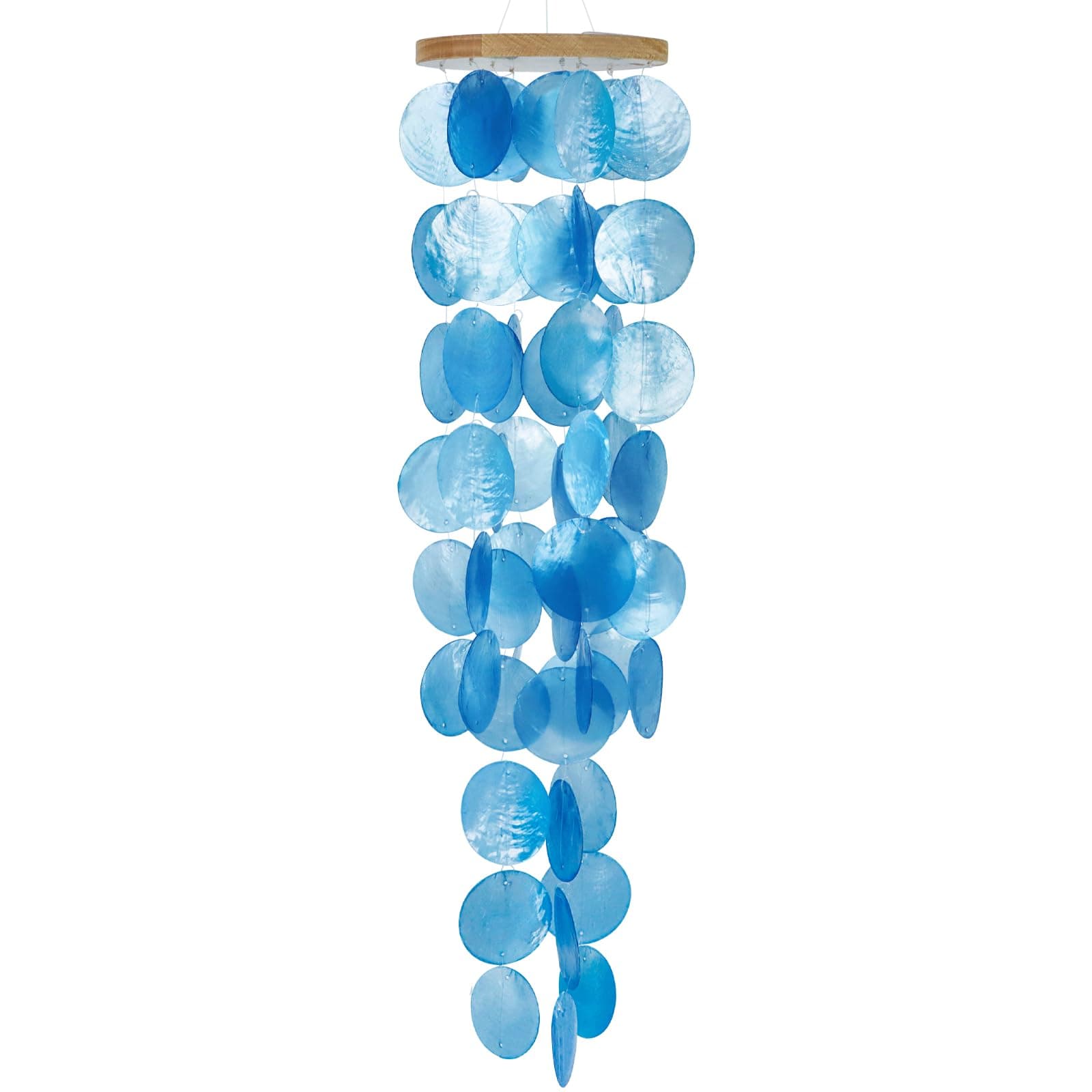 Capiz Shell Wind Chime for Outside,Blue