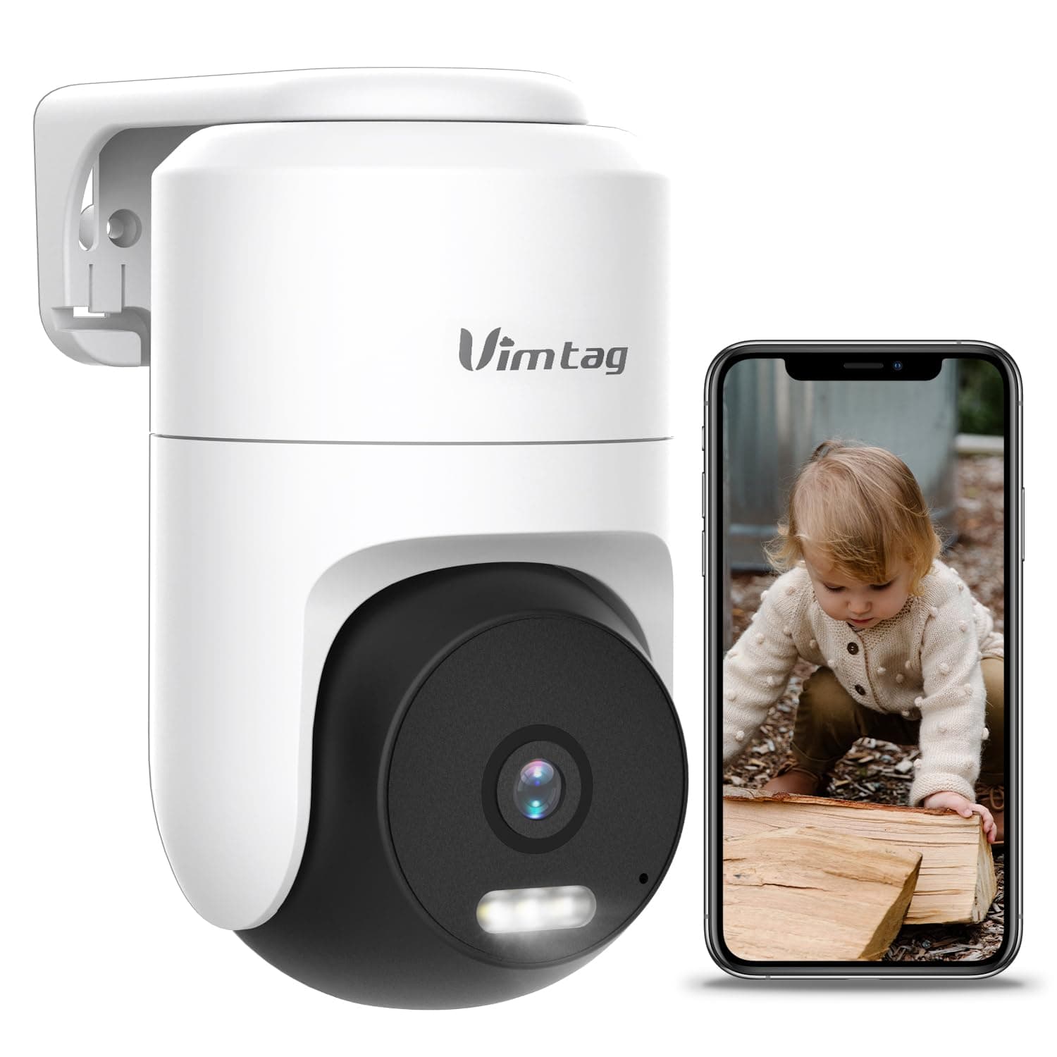 VIMTAG POE Camera, 2.5K/4MP Security Camera Outdoor only for POE LAN Switch or NVR with Spotlight/Night Vision/Pan/Tilt/Speaker/2-Way Audio/Phone App/IP/Human/Sound/Motion Detection for Home Security