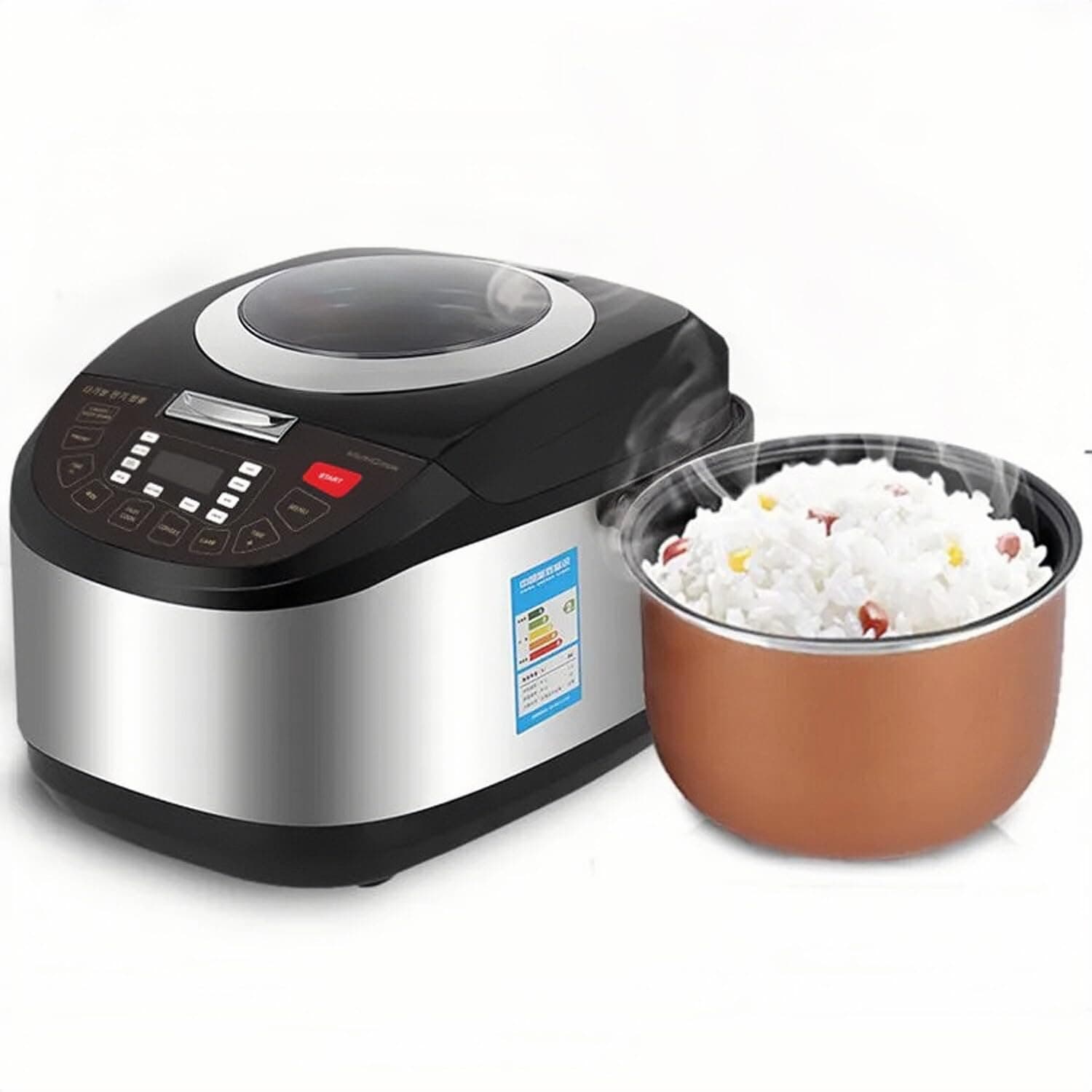 5L Large Capacity Visual Window Multi-Functional Digital Electric Rice Cooker With 8 Cooking Methods 24 Hour Delay Timer & Auto Keep Warm Function