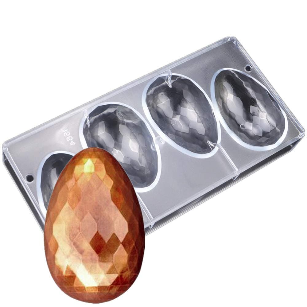 4 cavities diamond easter egg shape hard polycarbonate PC chocolate mold Ice cube mould celebration DIY bakery accessories
