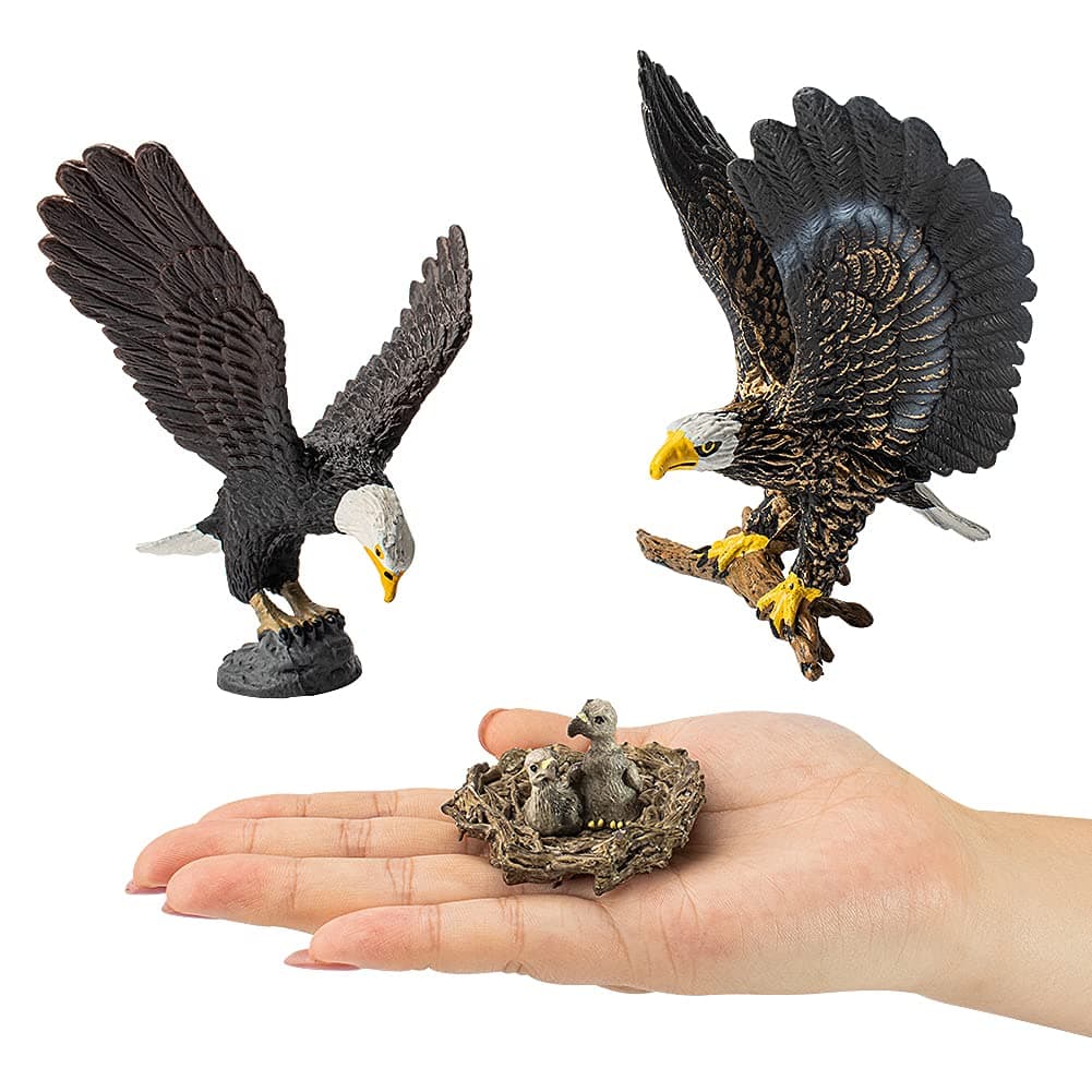 Simulated Bald Eagle Figurines - Realistic Plastic Eagle Model Action Figures, Set of 3