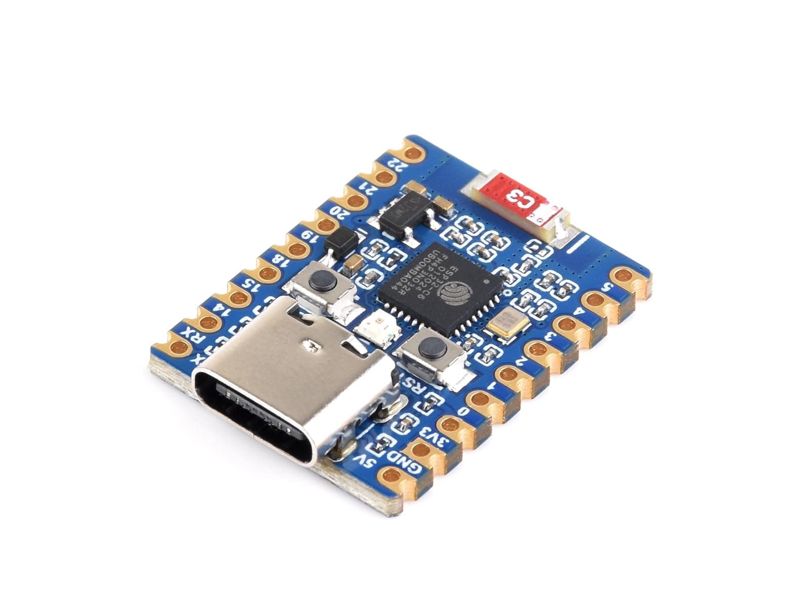 Waveshare ESP32-C6 Mini Development Board, Based On ESP32-C6FH8, Dual Processors, 160MHz Running Frequency, 2.4GHz WiFi 6 & BT5, ESP32 Development Board, without Pin Header