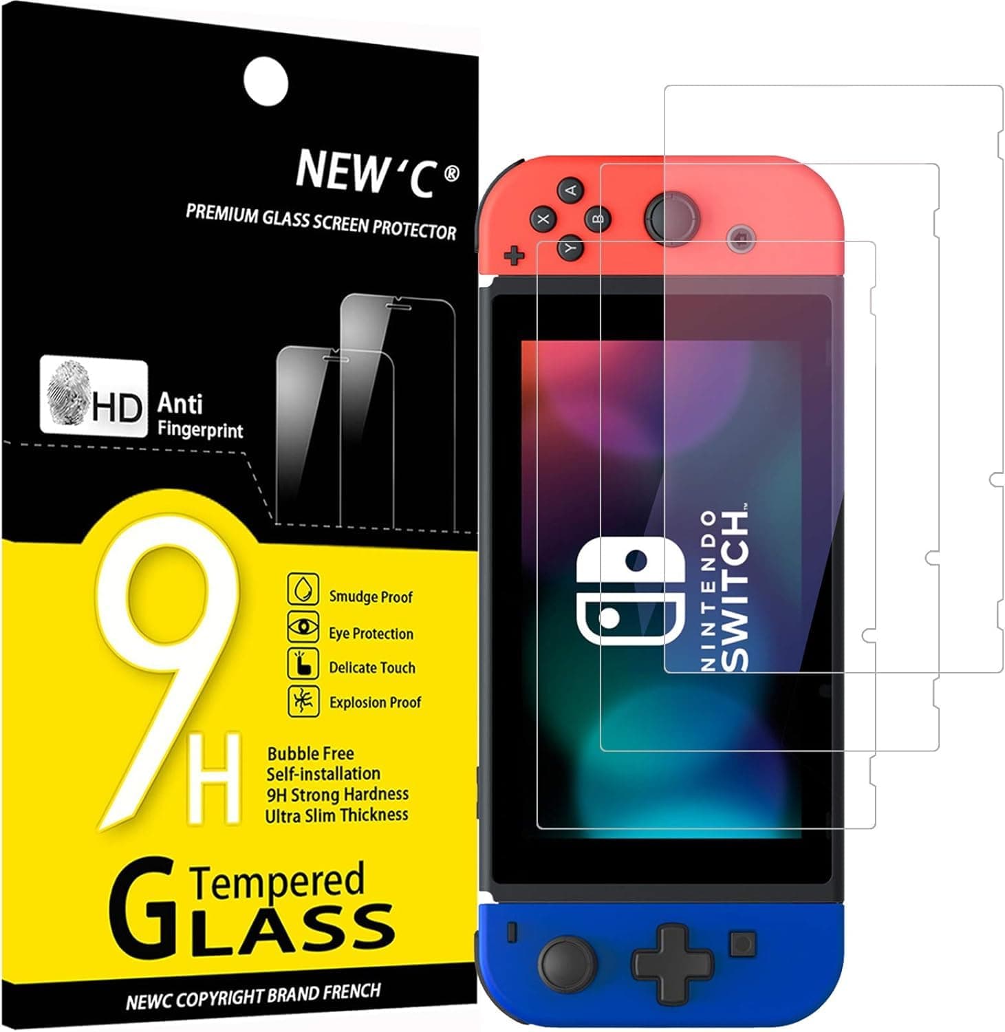 3 Pack Designed for Nintendo Switch Screen Protector Tempered Glass, Case Friendly Anti Scratch Bubble Free Ultra Resistant