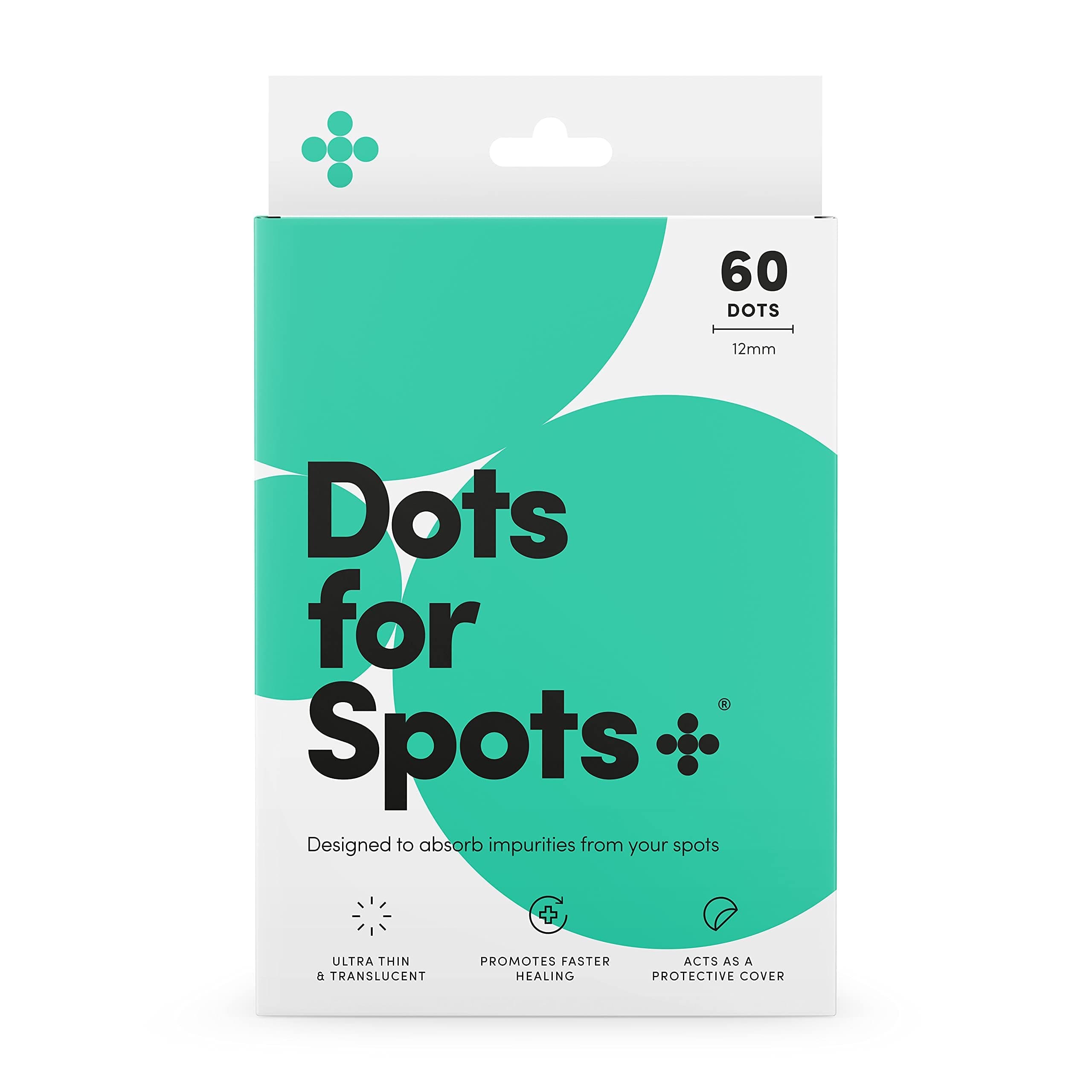 Dots for Spots Pimple Patches - Pack of 60 Translucent Hydrocolloid Pimple Patch Spot Treatment Stickers for Face and Body - Fast-Acting, Vegan & Cruelty Free Skin Care