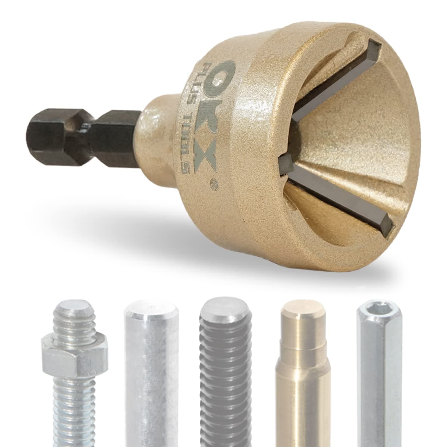 ORXPLUS tool deburring removal chamfer tool, tungsten blade, deburring drill bit, deburring tool, stainless rod, screw thread, pipe, fit 1/8"-3/4" (3mm-19mm)