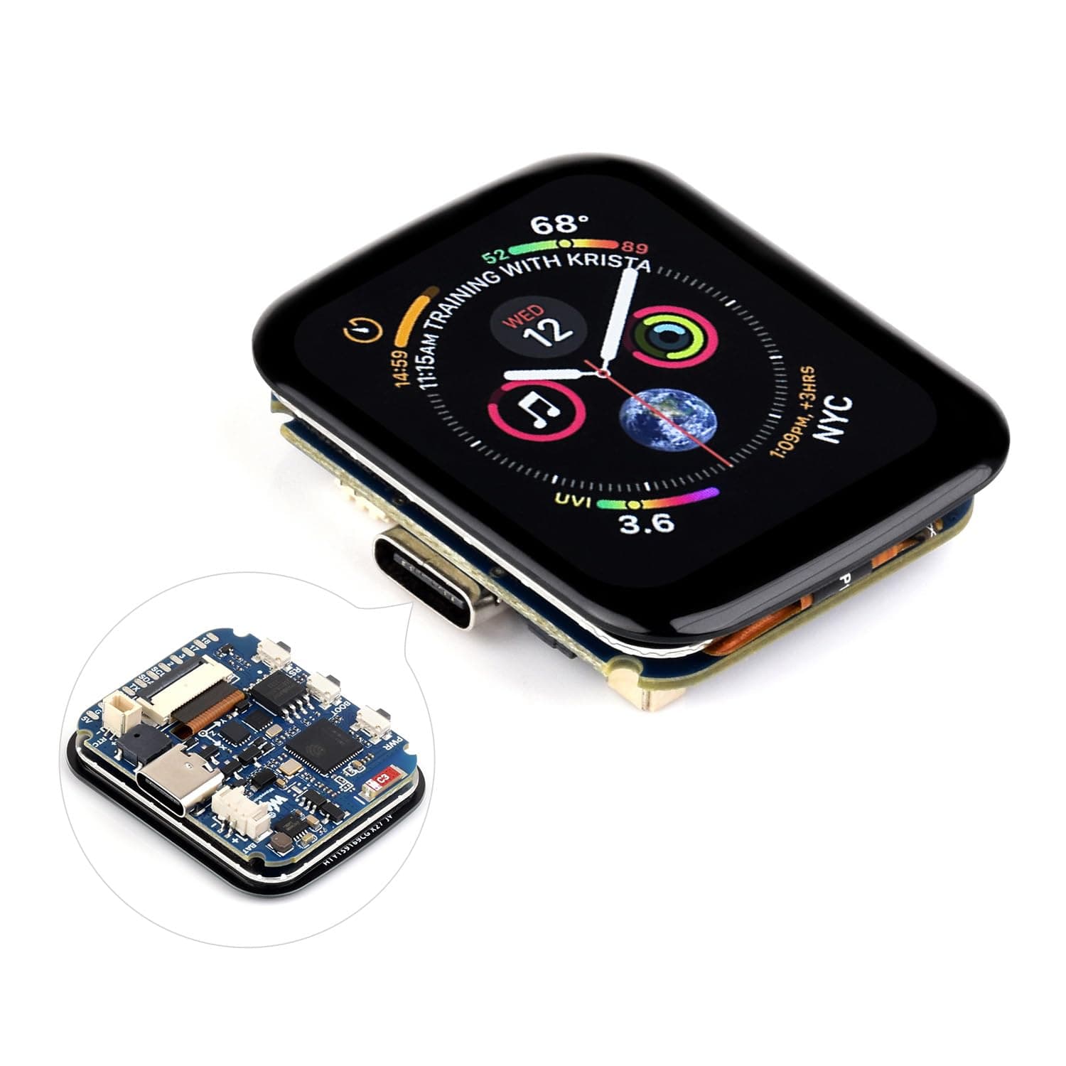 Waveshare ESP32-S3 1.7" 262K Color Touch LCD Development Board, 240x280 Resolution, Compact Size, Accelerometer, Gyroscope Sensor