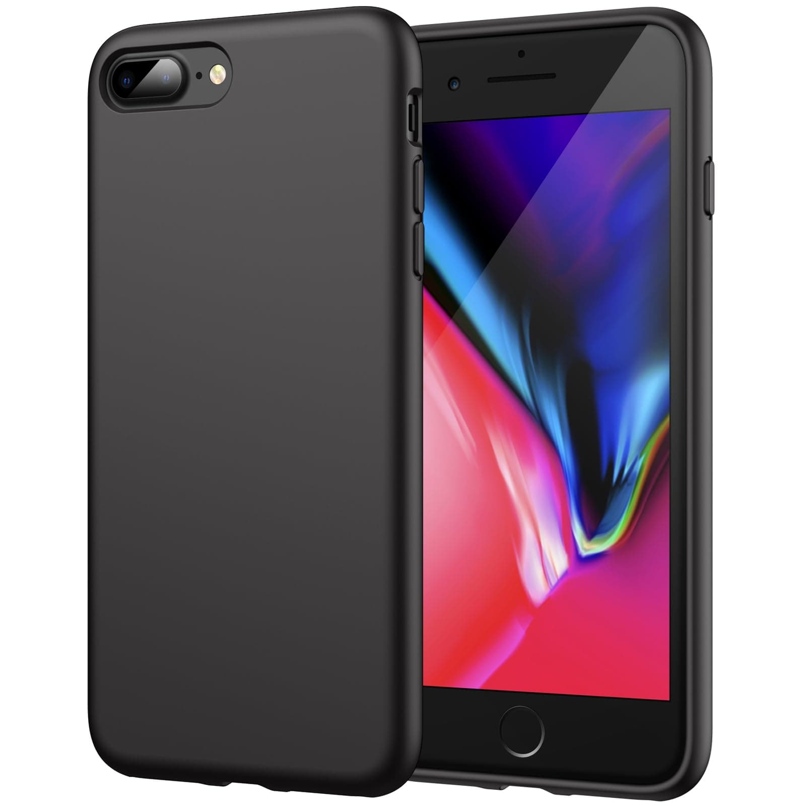 Silicone Case for iPhone 7 Plus, iPhone 8 Plus, 5.5 Inch, Silky-soft touch Full-Body Protective Case, Shockproof cover with Microfiber Lining (Black)