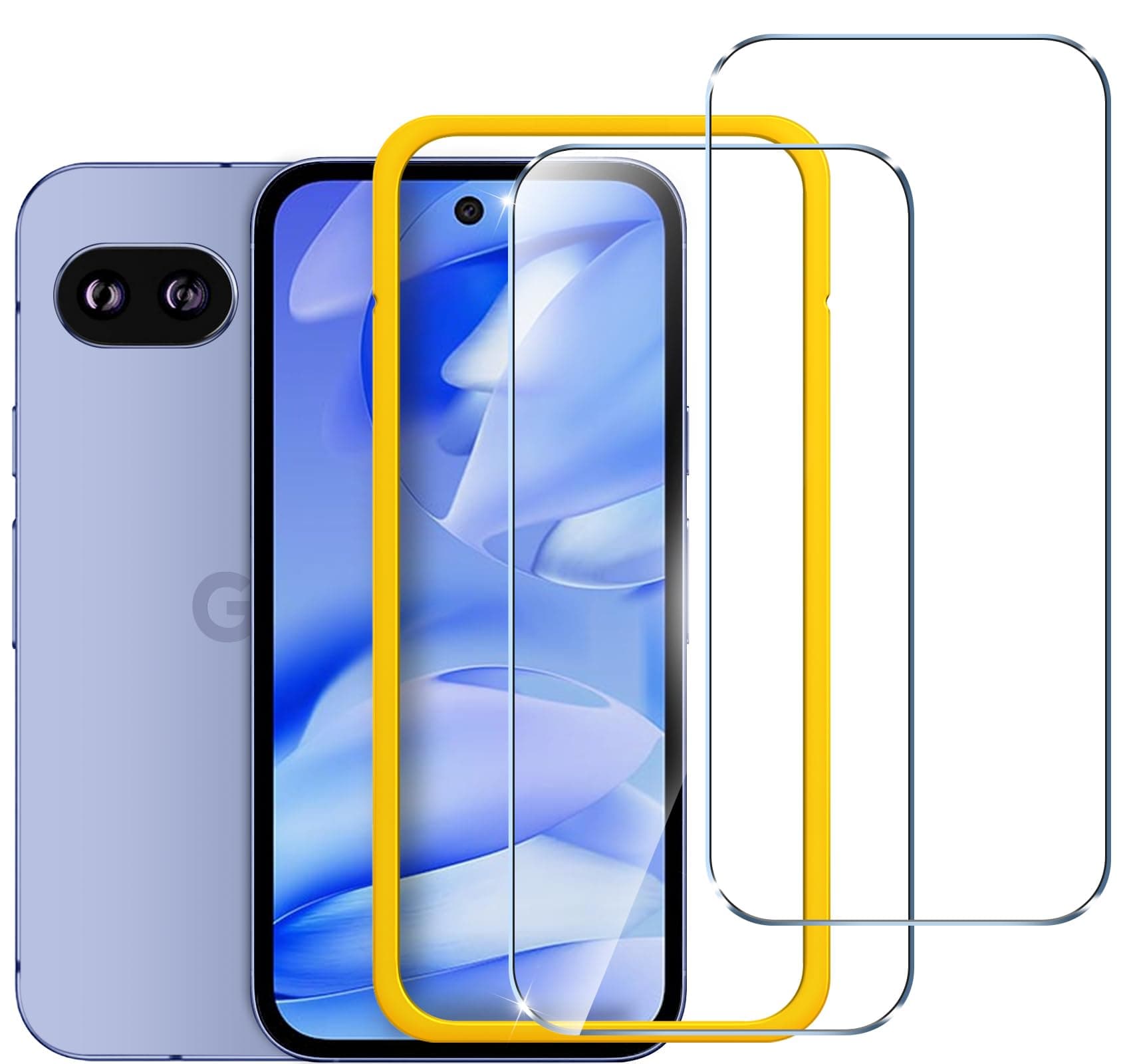 2 Pack Screen Protector for Google Pixel 9a, Tempered Glass Film, Alignment Frame, Easy Installation, Anti-Scratch Case Friendly Clear HD Film, 6.3-inch