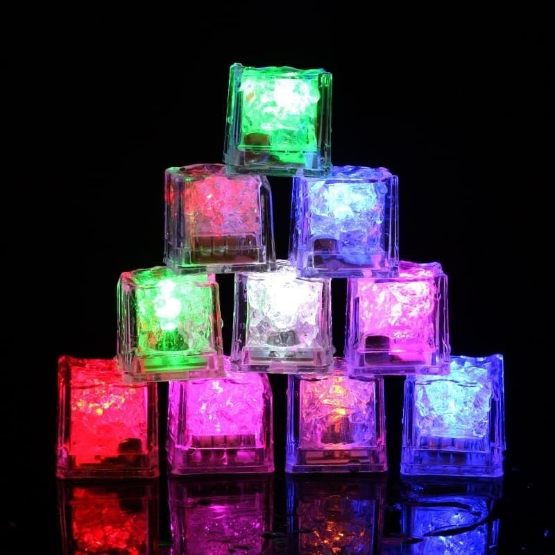 KIDWILL Light Up LED Ice Cube for Drinks | Multicolor Light Ice Shape Waterproof Color Changing Cube Glow in Dark Reusable for Party Wedding Bars Decoration Light for Christmas Party Wedding (3)