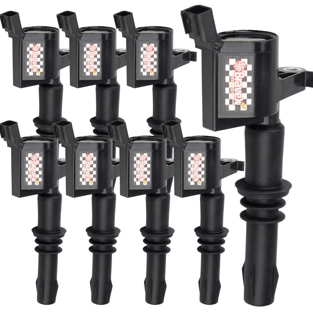 Bravex 8 Pack Straight Boot Ignition Coils 15% More Energy F-150 for Ford Lincoln Mercury V8 V10 4.6l 5.4l 6.8l Compatible with DG511 C1541 FD508-Upgrade (Black)