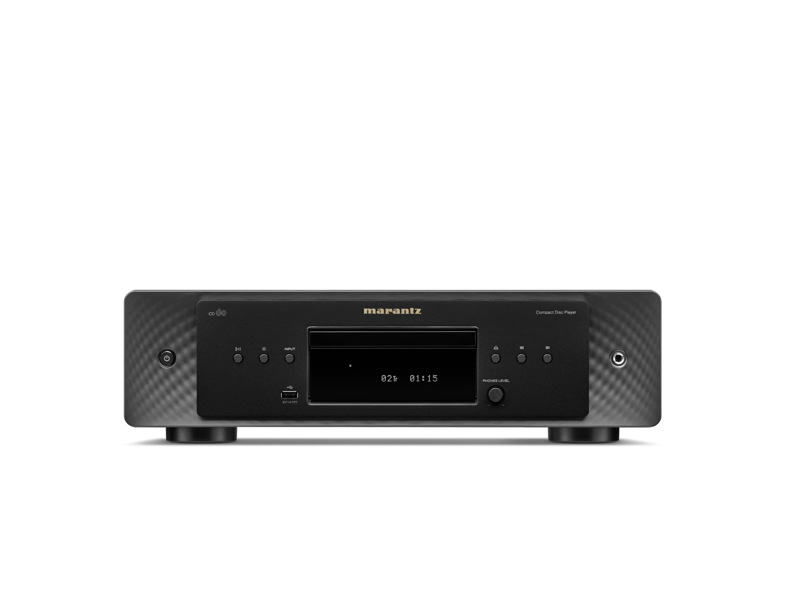 CD 60 Single Disc CD Player with Front USB Port (Black)